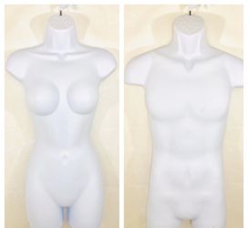 2 PCs Female&Male Full Plastic Mannequin WHT