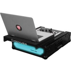 Odyssey FFXGS12MX1BL, Low Profile Universal 12″ Format DJ Mixer Case with Glide Platform and LED Panel - Black