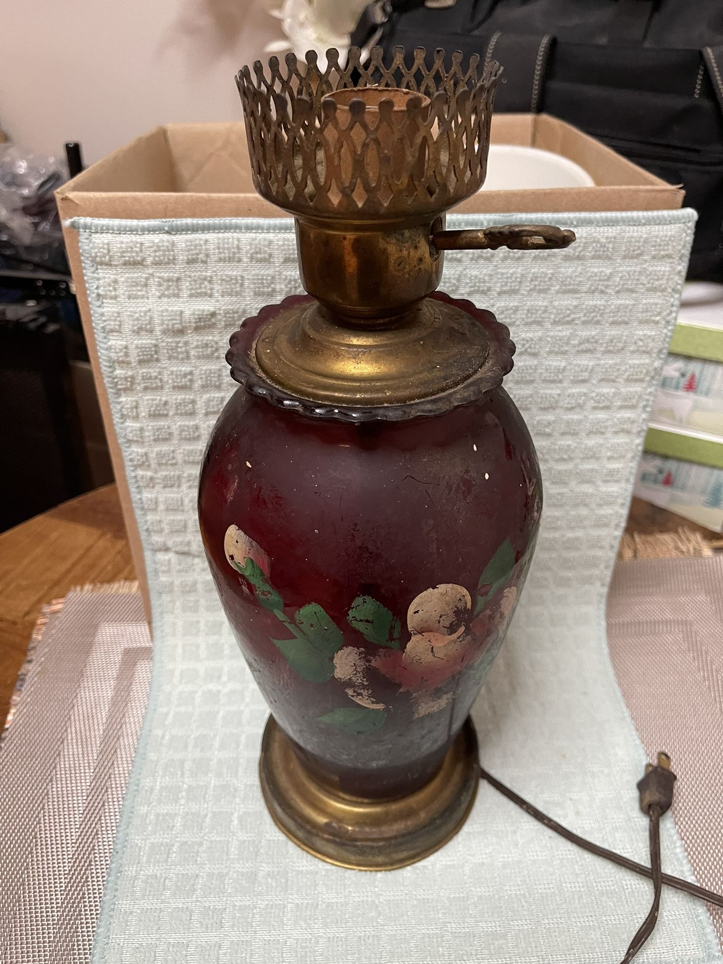 Vintage Lamp Cranberry-Ruby Red