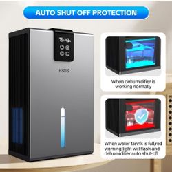 Dehumidifier, Dehumidifiers for Home, 98 OZ Water Tank, (1000 sq.ft) Quiet Dehumidifier for Basement, Bedroom, Bathroom with Humidity Display, Auto Sh