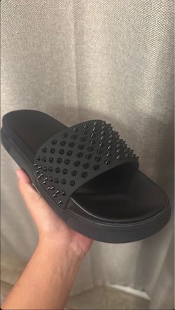 men’s red bottom slides