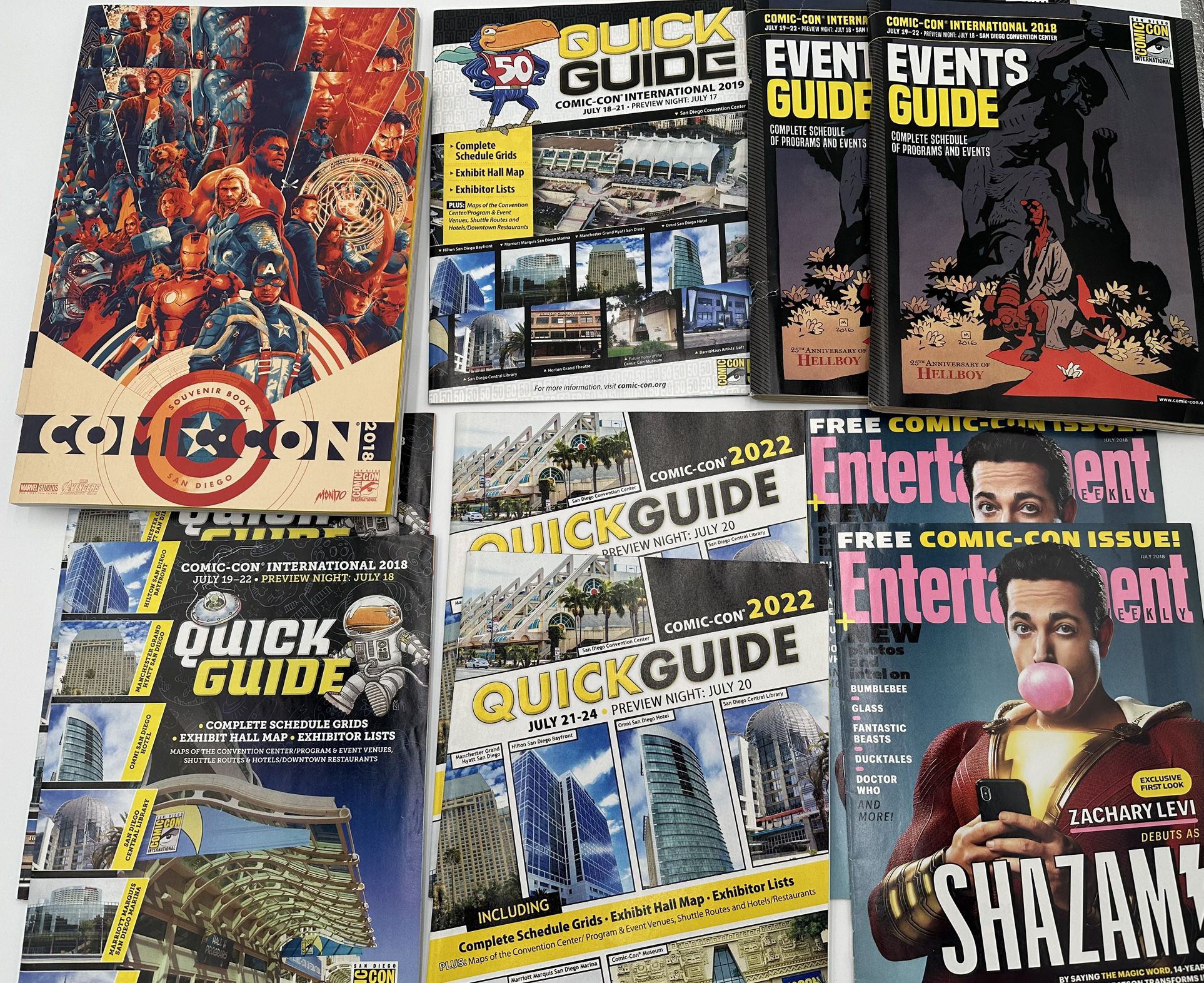 San Diego Comic Con Souvenir Program Books and A Poster 2018 And 2019