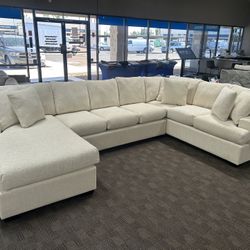 Large Cream Sectional Sofa Couch 