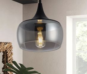 Two Matte Black Pendant Lights $100