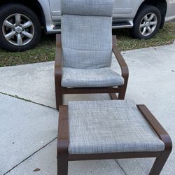 Armchair With Ottoman Brown / Gray In Good Condition $30 Firm On Price