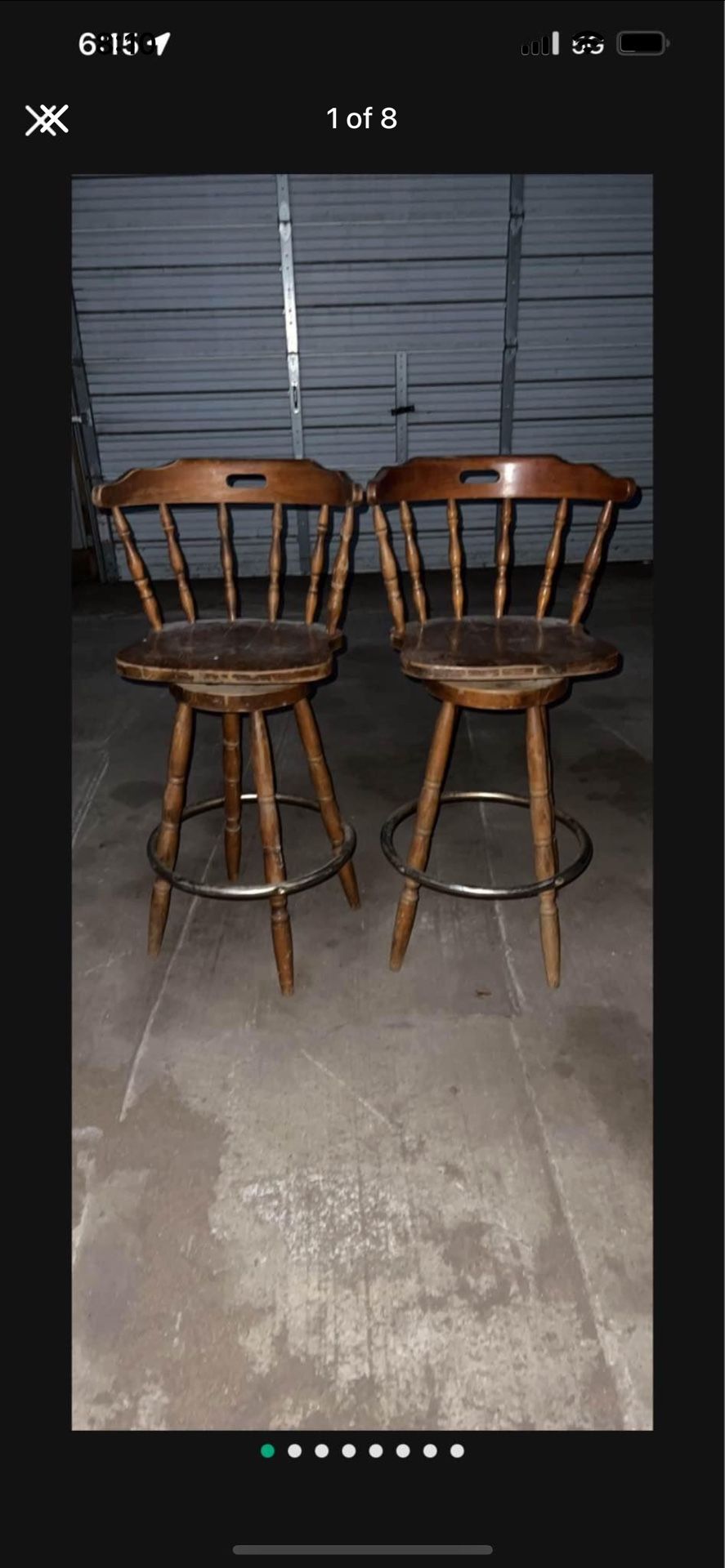 Vintage Windsor Swivel Spindle Turned Legs Bar Stools 