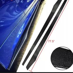 Universal 77.5" Side Skirts Extension Rocker Panel Flat Bottom Line Carbon Fiber