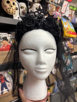 New, Day of the Dead Flower Crown with veil