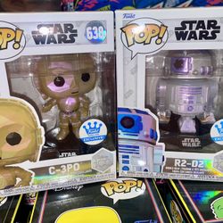 Funko Pop! Star Wars: C-3P0 *Facet* #638  & R2-D2 (Funko Excl.) Bobble Heads