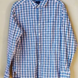 J. CREW Oxford Plaid Checkers Botton Down Dress Shirt Top Mens Size M Medium