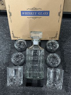 Square Design - Brand New Whisky Whiskey Decanter And 6 Whisky Whiskey Glasses Bar Set For Liquor Scotch Bourbon Wine - Brand New