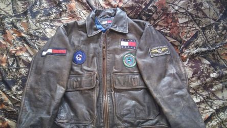 rare tommy hilfiger leather a2 g1 freedom flag aviator bomber jacket