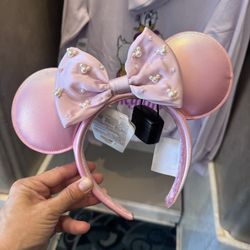 Disney Parks Minnie Mouse Pearled Ear Headband for Adults – Rose Pearl