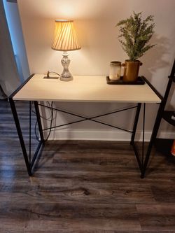 Ivory table with plug and outlets