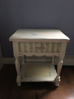 Hand painted off white occasional table/ nightstand
