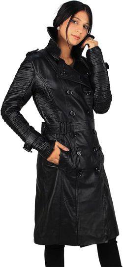Laverapelle Women’s Lambskin Belted Leather Long Trench Coat NWT XXL