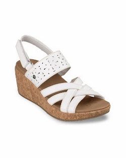 White Wedge Sandals with Cork Heel 8.5