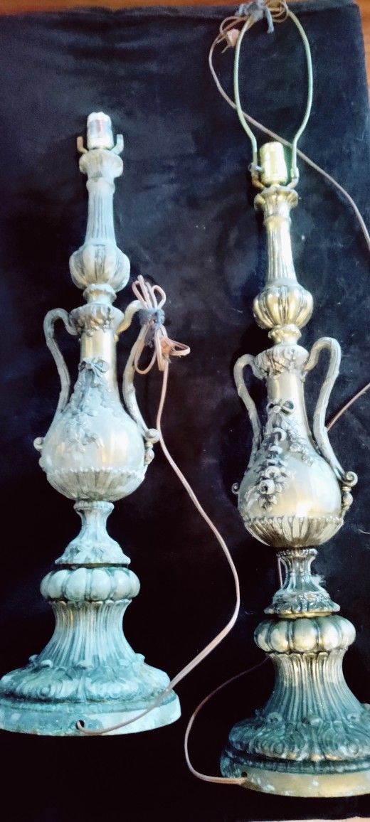 Vintage Brass Lamps Set Of 2