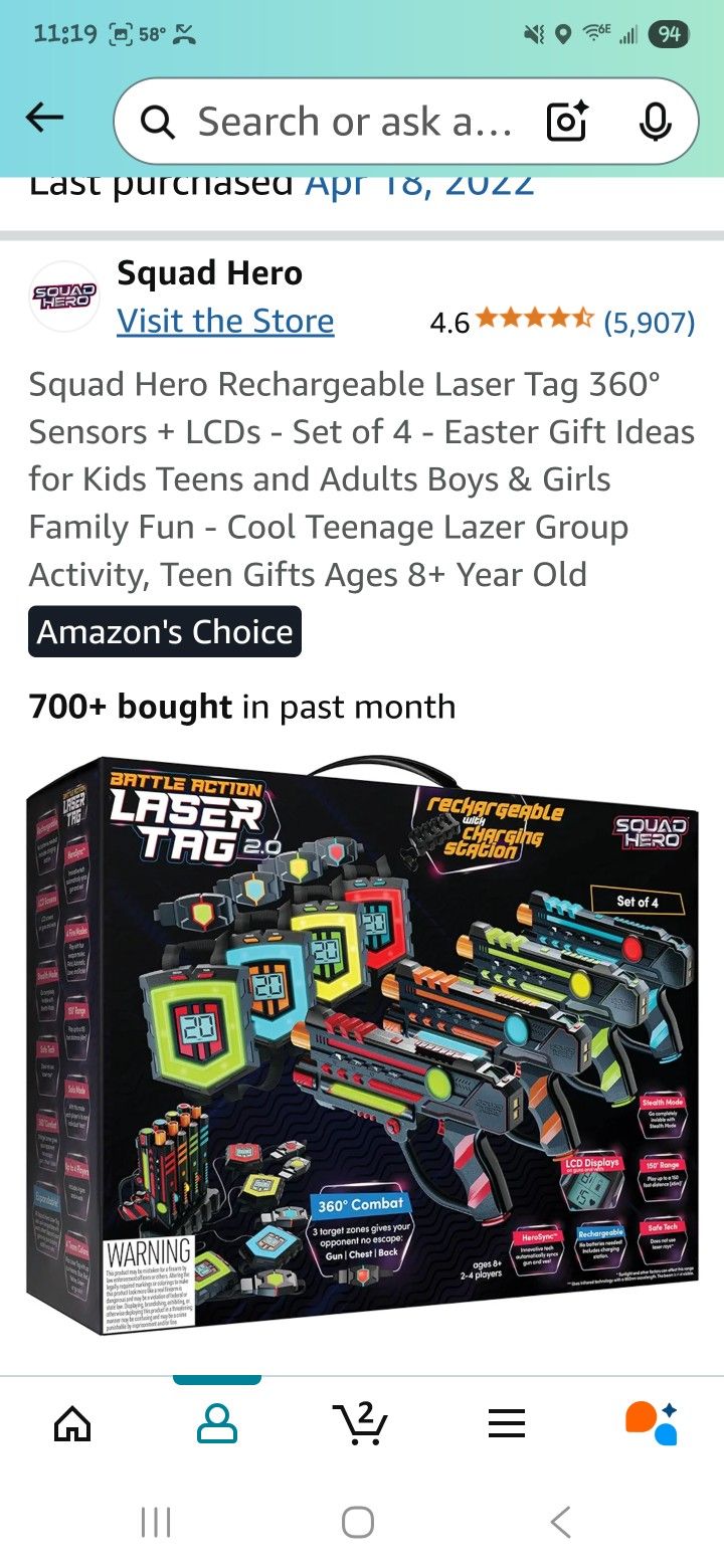 2 Laser Tag Sets (8 People)
