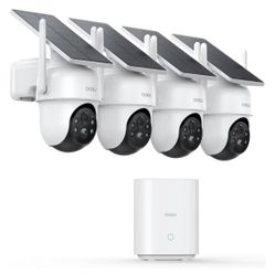 aosu Security Cameras Outdoor Wireless, 4 Cam-Kit, No Subscription, Solar-Powered, Home Security Cameras System with 360° Pan & Tilt, Auto Tracking, 2