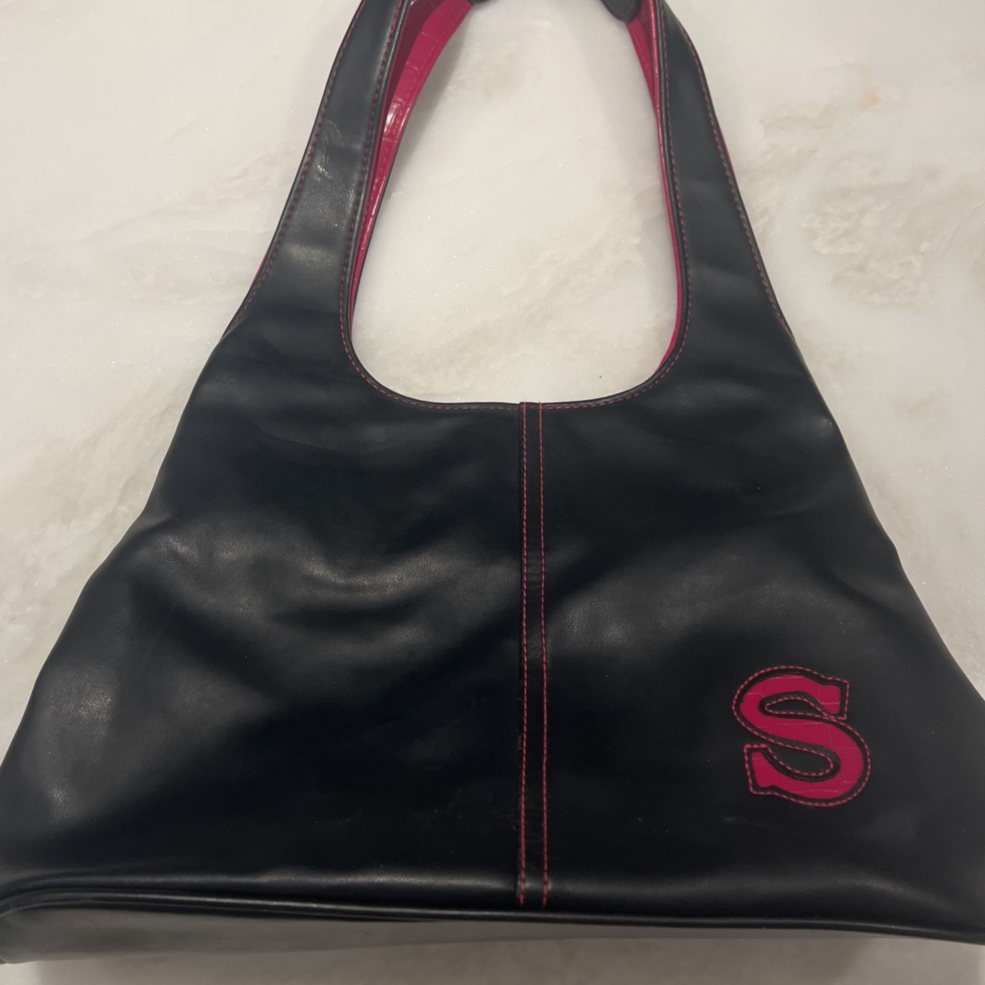 Black Faux leather Shoulder Bag