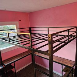 Full Size Bunk Bed Over Desk 