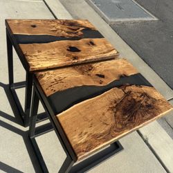 2x Custom Wood and Metal End Tables (20L,14W, 20H) $150 Cash Firm 