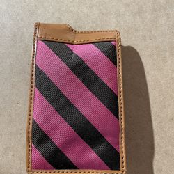 J. Crew Leather Card Case/Wallet Inside Out Pink Black Vintage 00's