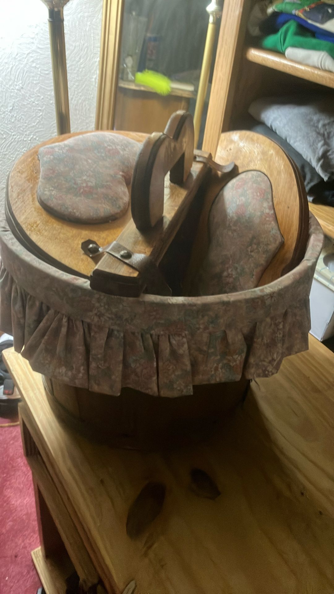 Vintage Wooden Sewing Basket