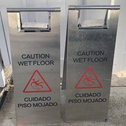CAUTION WET FLOOR stainless steel  SIGNS, Collapsible. Heavy Duty