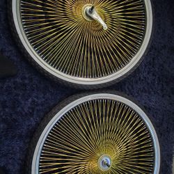 Cruiser Lowrider Bike Wheels Gold 144 Spoke 