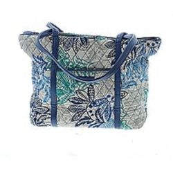 Vera Bradley Santiago Commuter Quilted Tote Bag - Blue and Green