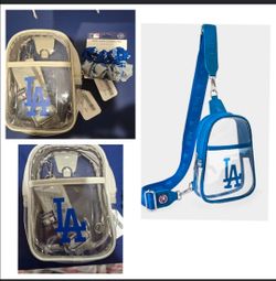 New! MLB Los Angeles Dodgers clear backpack plus dual hair Scrunchie ( Reseda Ca 91335)