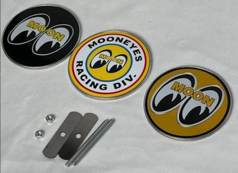 New Mooneyes moon eyes grille badge emblem 3.58" see all 3 colors SHIPPING AVAILABLE