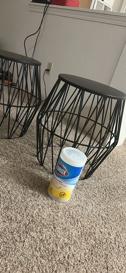 2 Black Metal Wire Side Tables