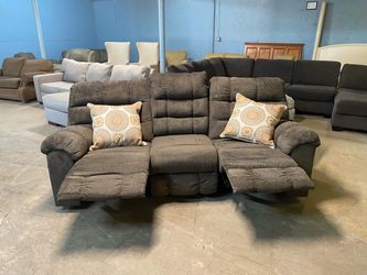 Nice  Brown Fabric Reclining Sofa ( Delivery Available, See Details)