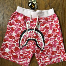 Pink Bape shark Sweat shorts 