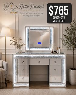 Vanity set with Bluetooth mirror.