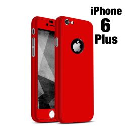 iPhone 6 Plus Case (Red)- Full Protection & Free Tempered Glass