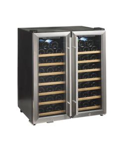 Wine Enthusiast 27.5-in W 48-Bottle Capacity Stainless Steel Dual Zone Cooling Freestanding Wine Cooler