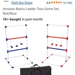 Amazon Basics Ladder Toss Game Set, Red/Blue
