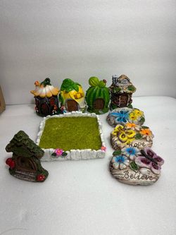9-Piece Fairy Garden House and Decorative Stone Set