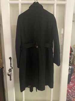 Black Wool Long Coat with Belt