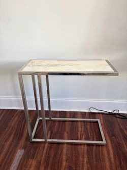 C-Shape Side Table with Marble Top