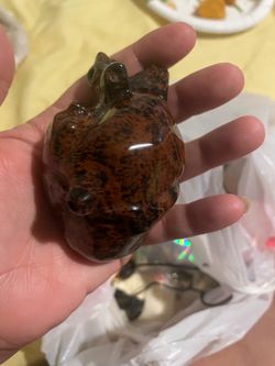 Real crystal human heart carving