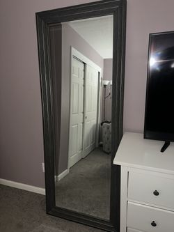 Gray Wood Framed Mirror