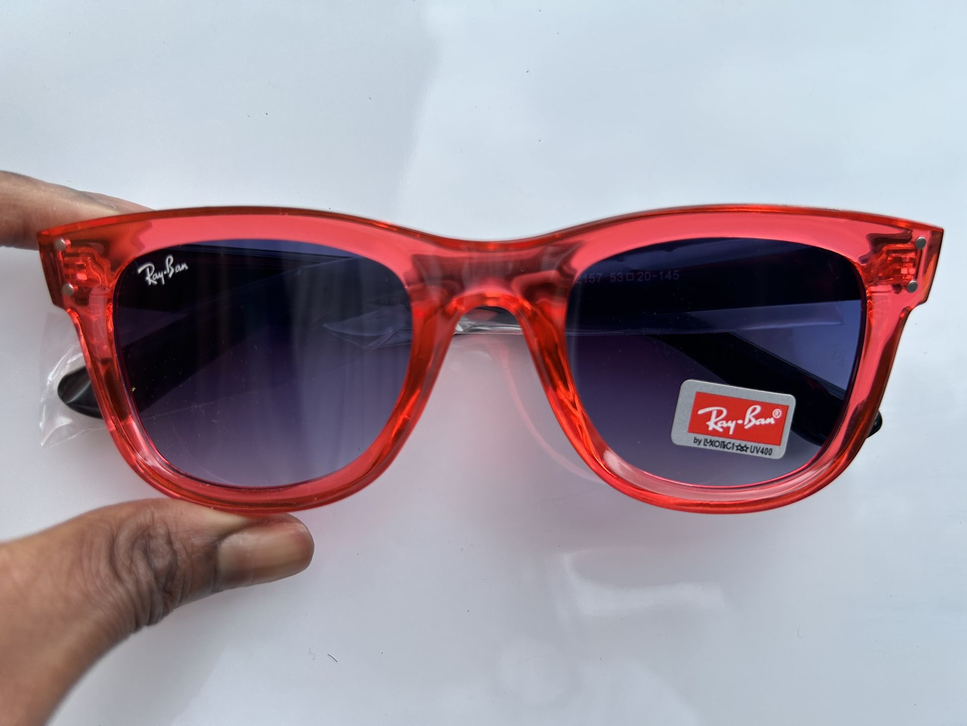 Red Transparent Rayban sunglasses
