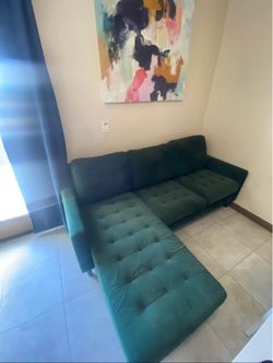 Dark Green L-Shaped Sofa