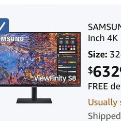 SAMSUNG ViewFinity S8 Series 32-Inch 4K UHD High Resolution Monitor, IPS Panel