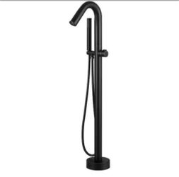 AKLFGN Single-Handle Freestanding Floor Mount Roman Tub Faucet Bathtub Filler with Hand Shower in Matte Black